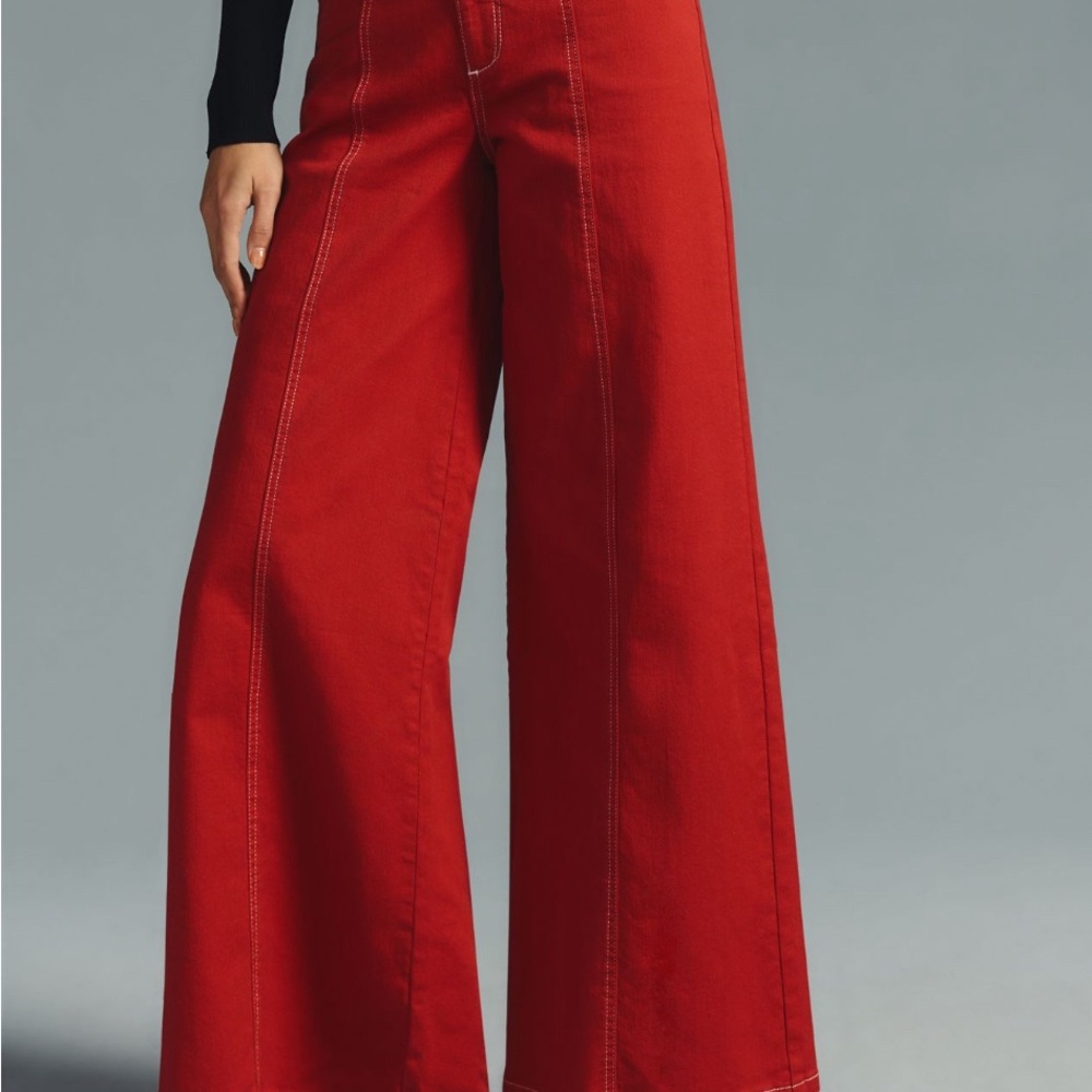 Anthropolgie Maeve Red Wide Leg Jeans